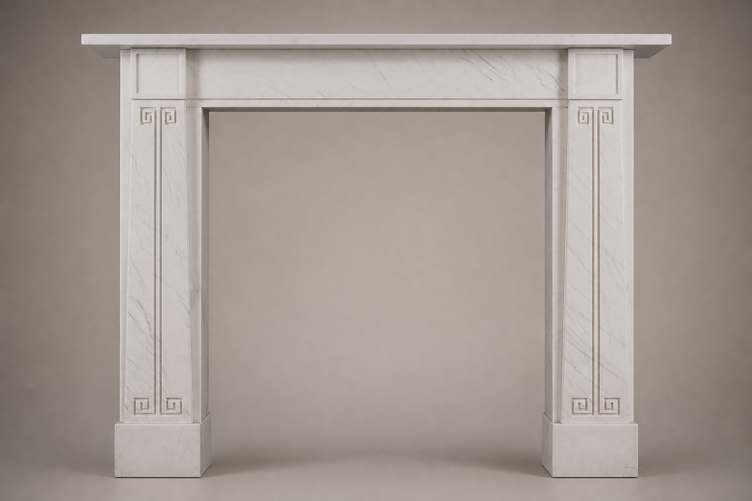 Sabah pale limestone fireplace mantel by 1-OPH, side elevation