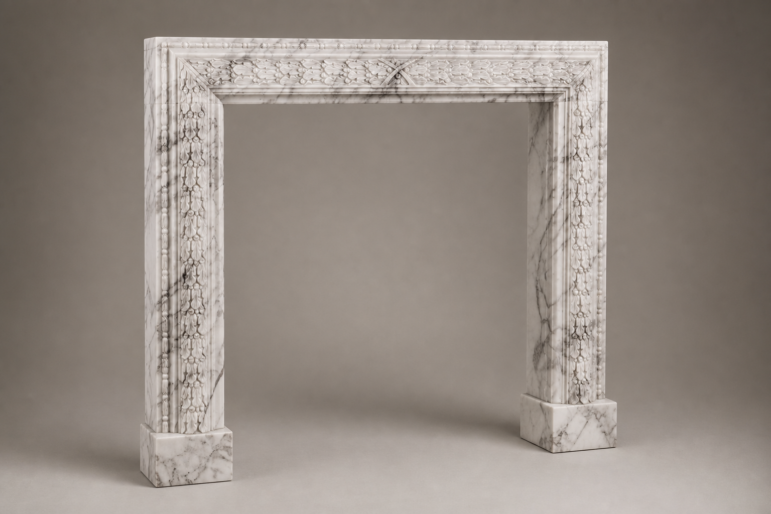 Remanso breccia viola marble fireplace mantel by 1-OPH, studio view