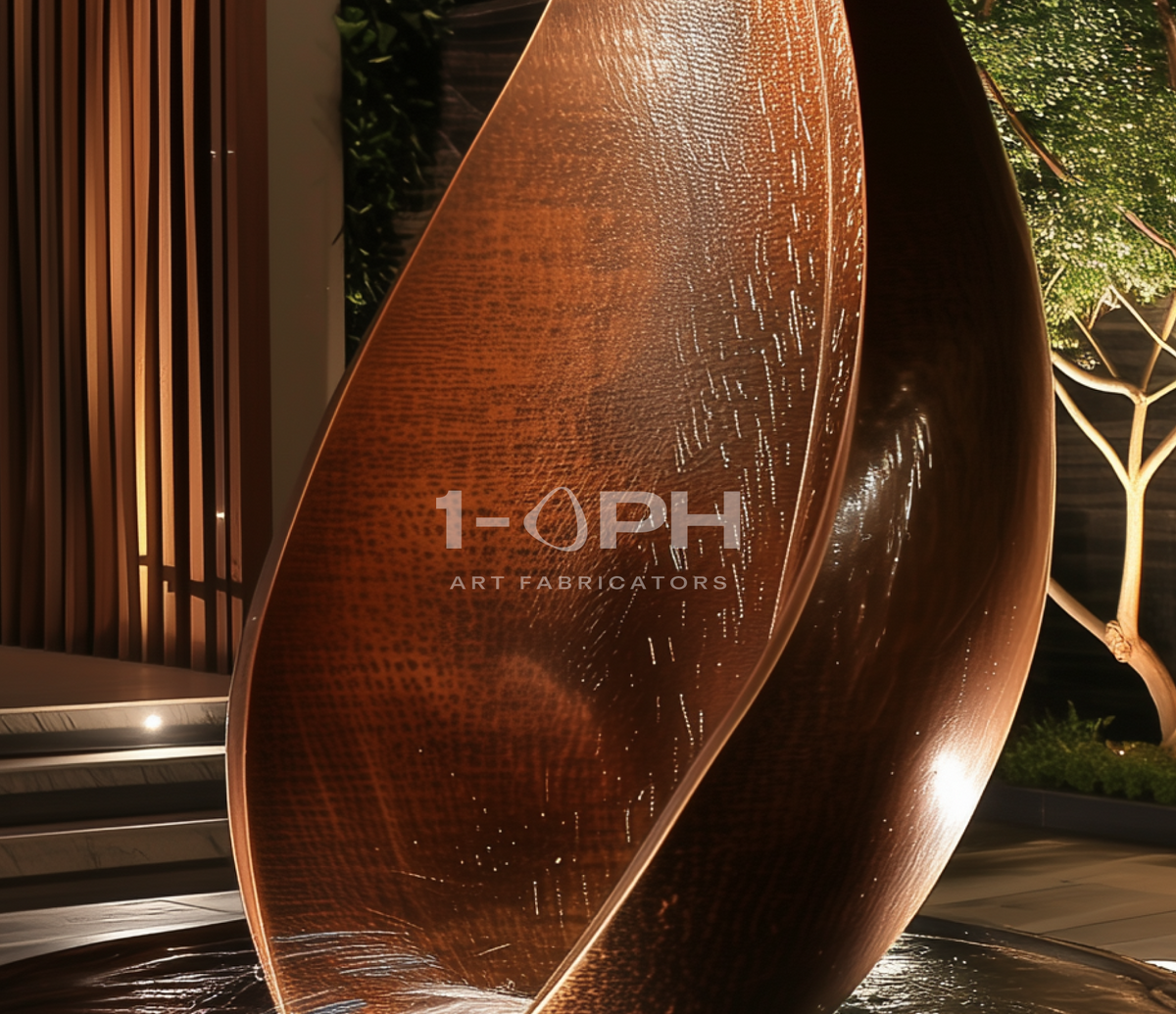 EMBER / RISE I stone fountain, close detail of the surface and edge