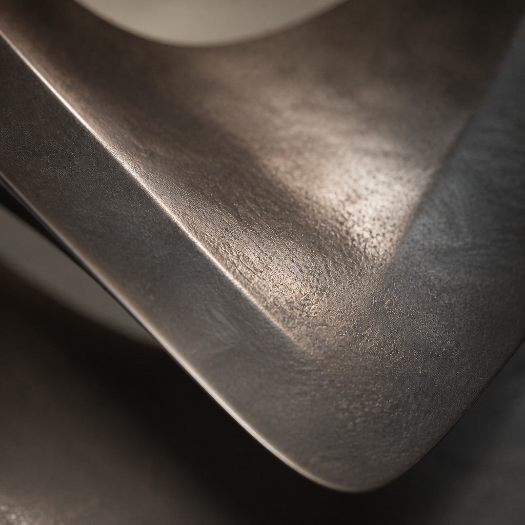 Dark bronze bronze wall sculpture Gemma, a single faceted lozenge in shallow relief, on a plaster wall.