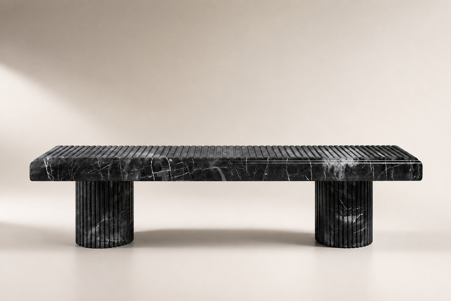 Fluted Column Marble Bench