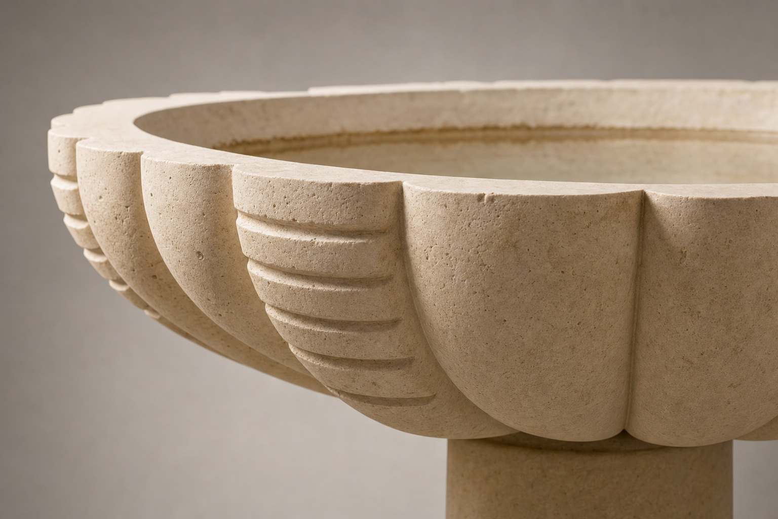 Honed limestone surface and tooled edge of Volta by 1-OPH
