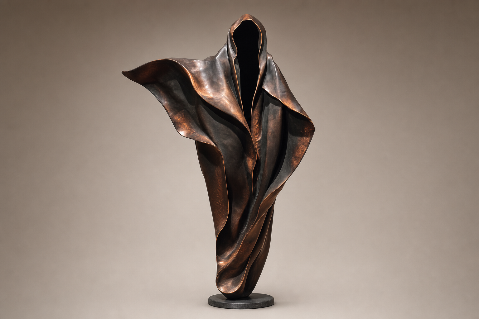 Layl bronze draped figure sculpture by 1-OPH
