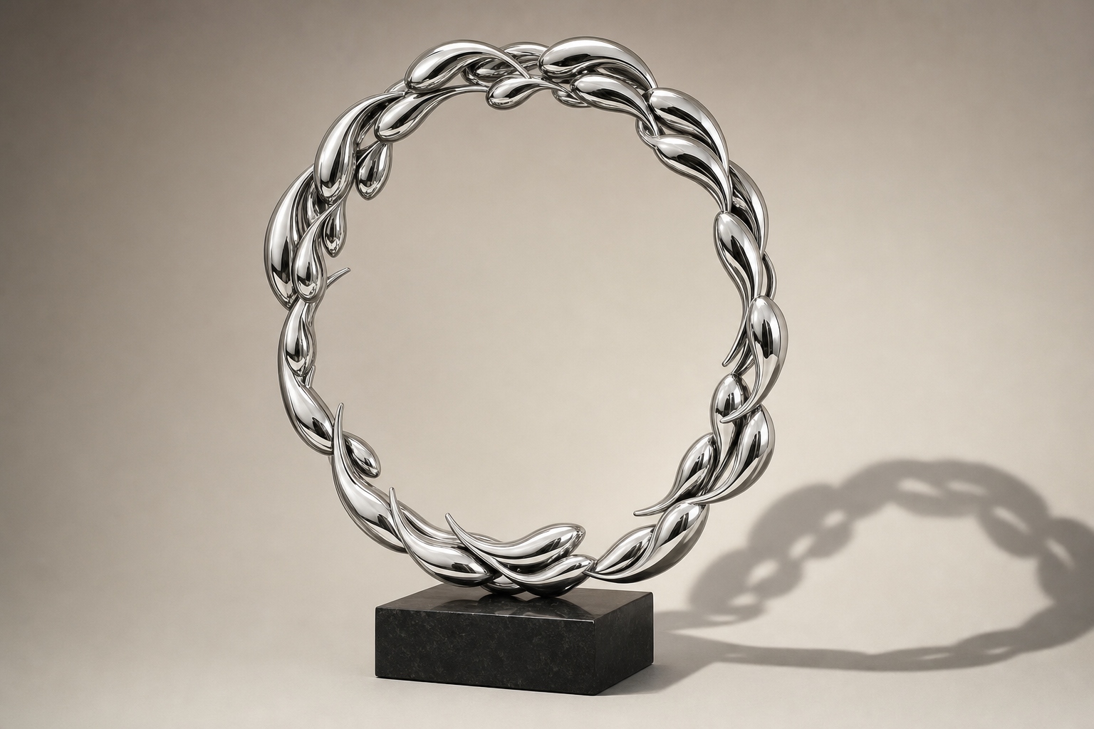 Nashira mirror-polished stainless steel ring sculpture by 1-OPH