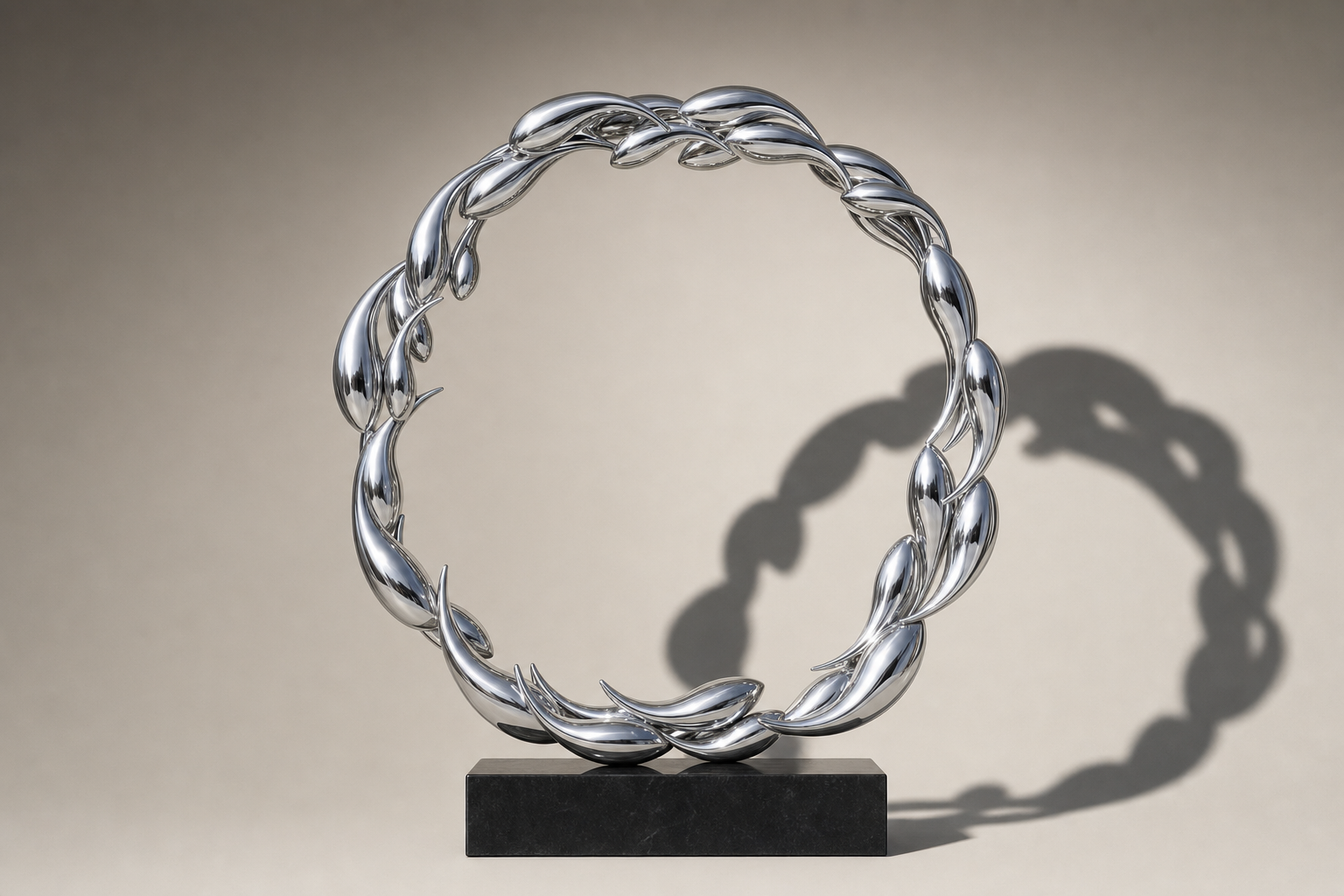 Nashira mirror-polished stainless steel ring sculpture by 1-OPH