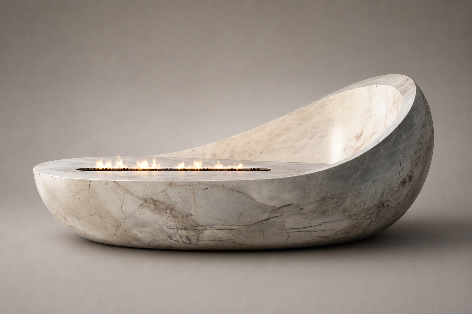 Nevara white marble fireplace by 1-OPH studio view