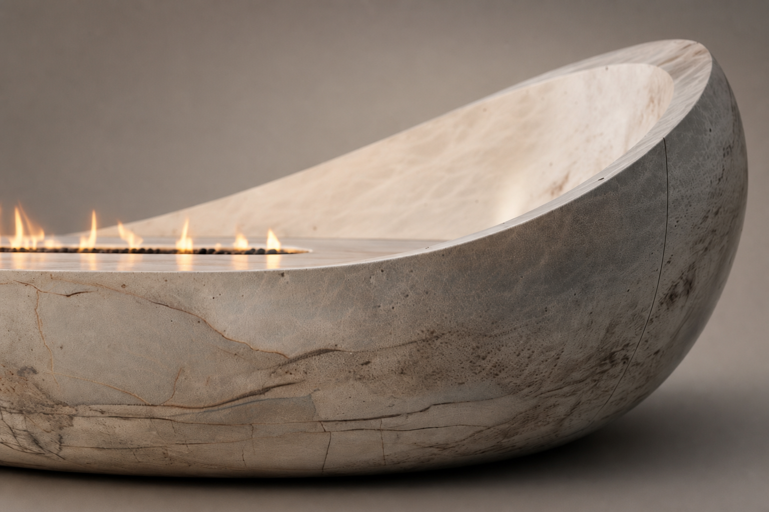 Nevara white marble fireplace by 1-OPH surface detail