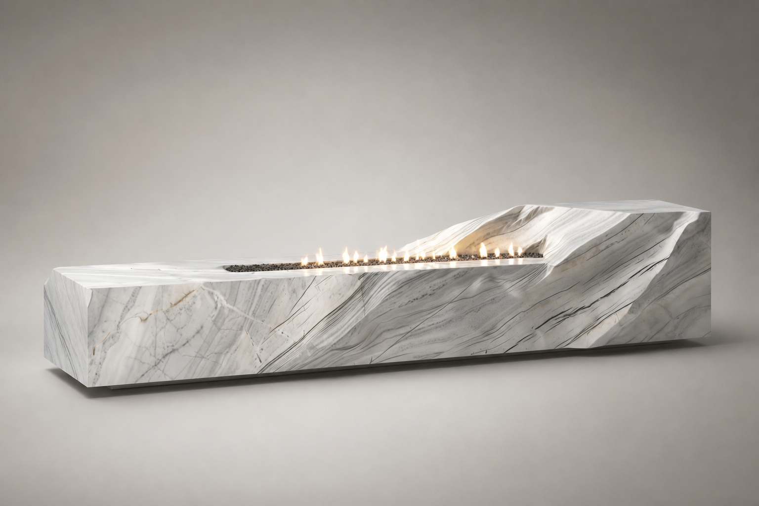 Solstice volakas marble fireplace by 1-OPH studio view