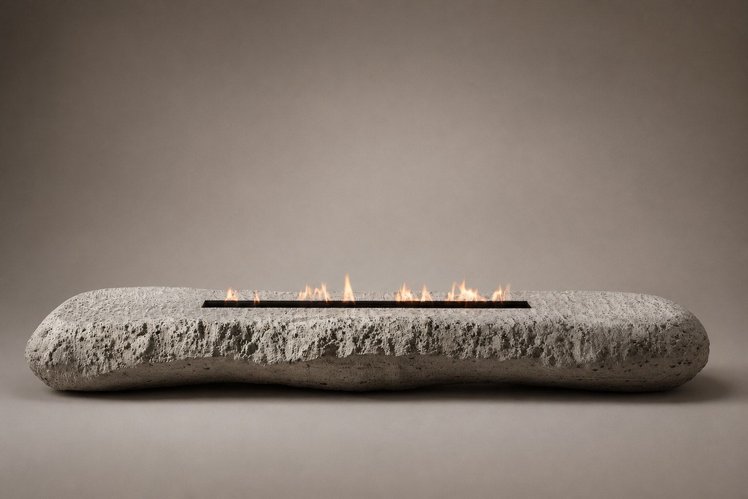 Tufara limestone fireplace by 1-OPH side elevation