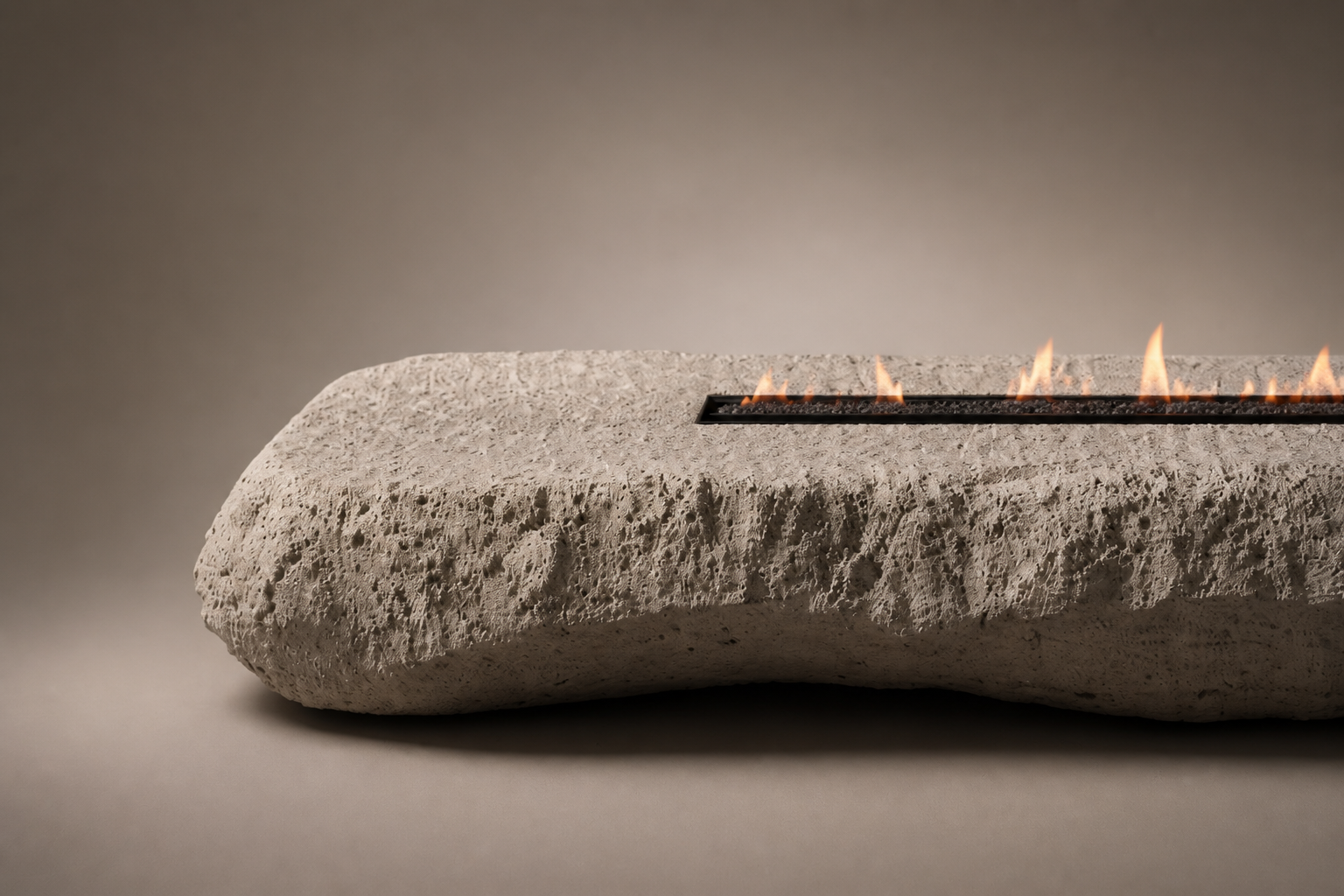 Tufara limestone fireplace by 1-OPH surface detail