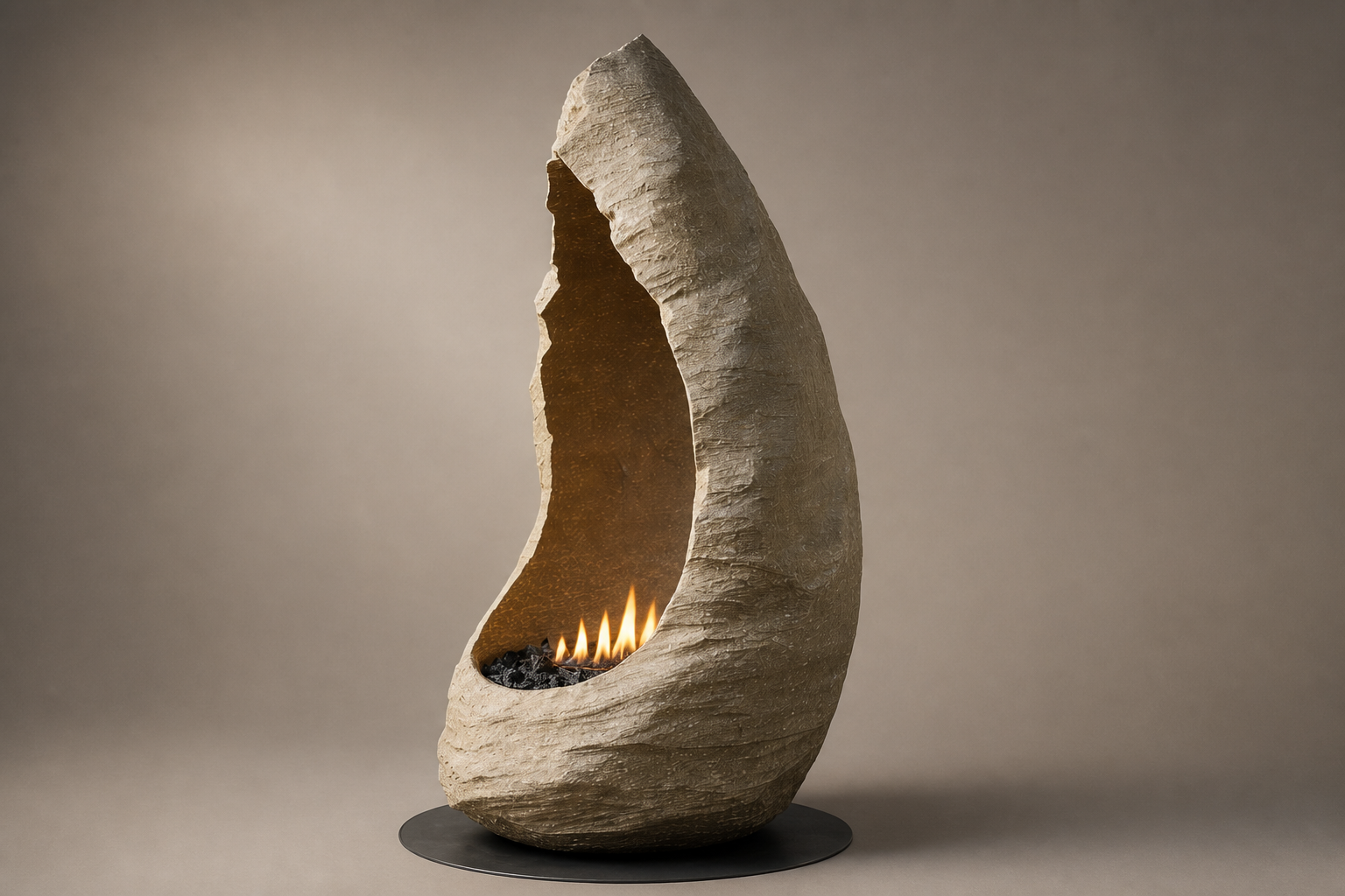 Ardora limestone fireplace by 1-OPH studio view