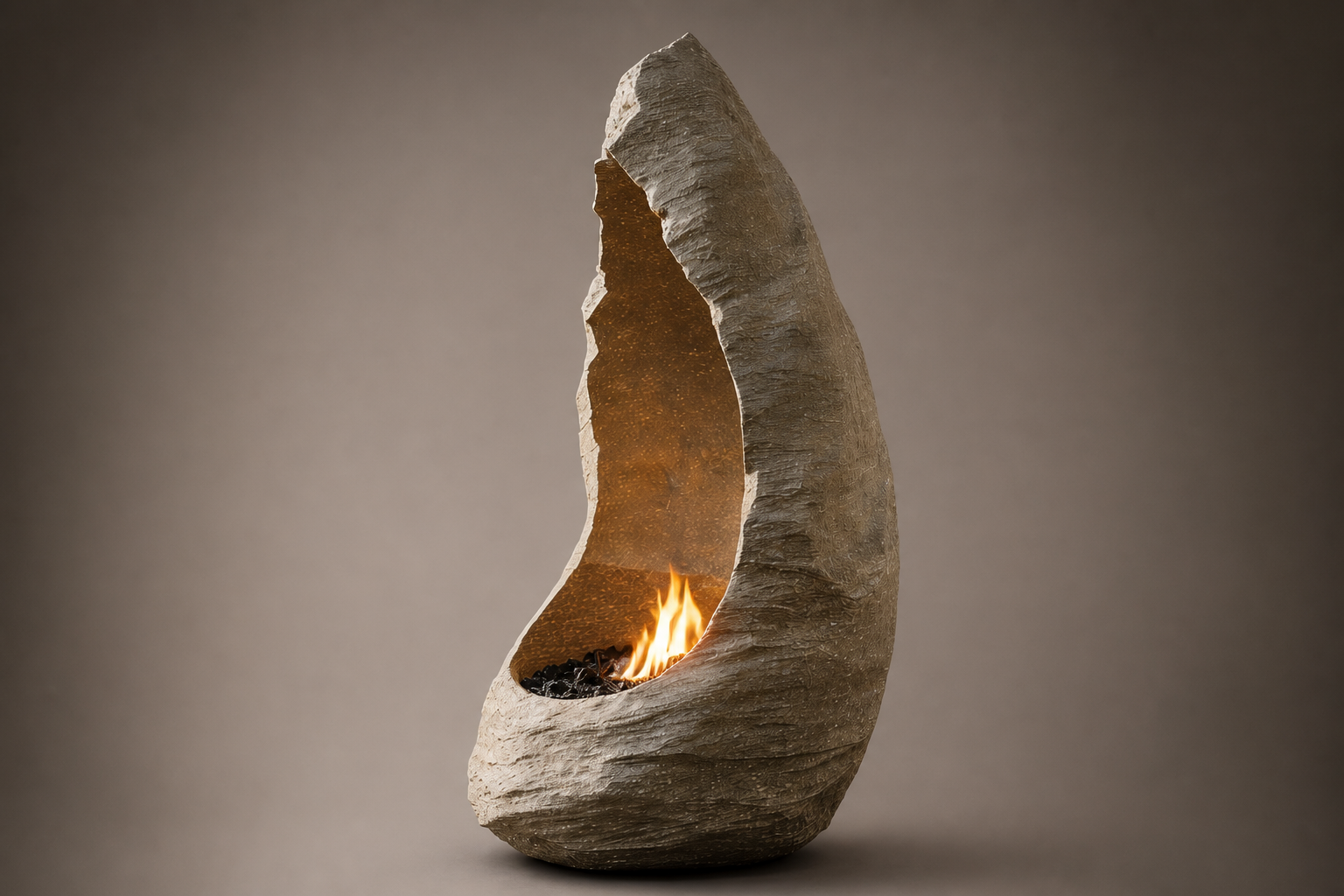 Ardora limestone fireplace by 1-OPH surface detail