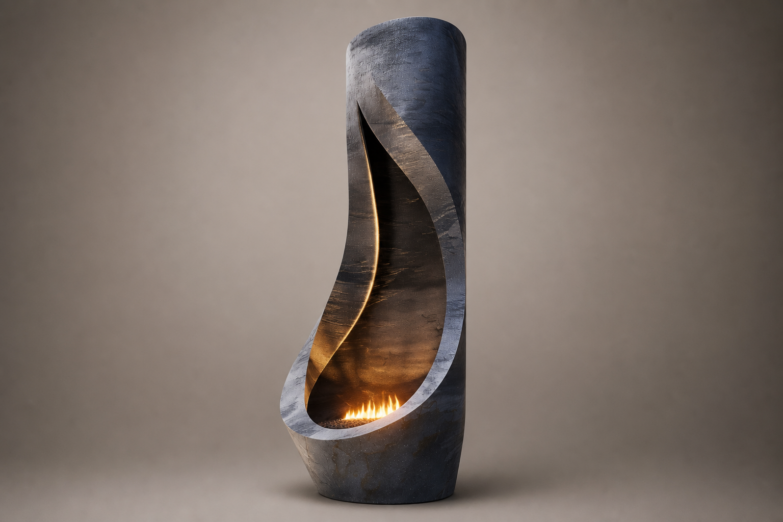 Ignara dark marble fireplace by 1-OPH studio view