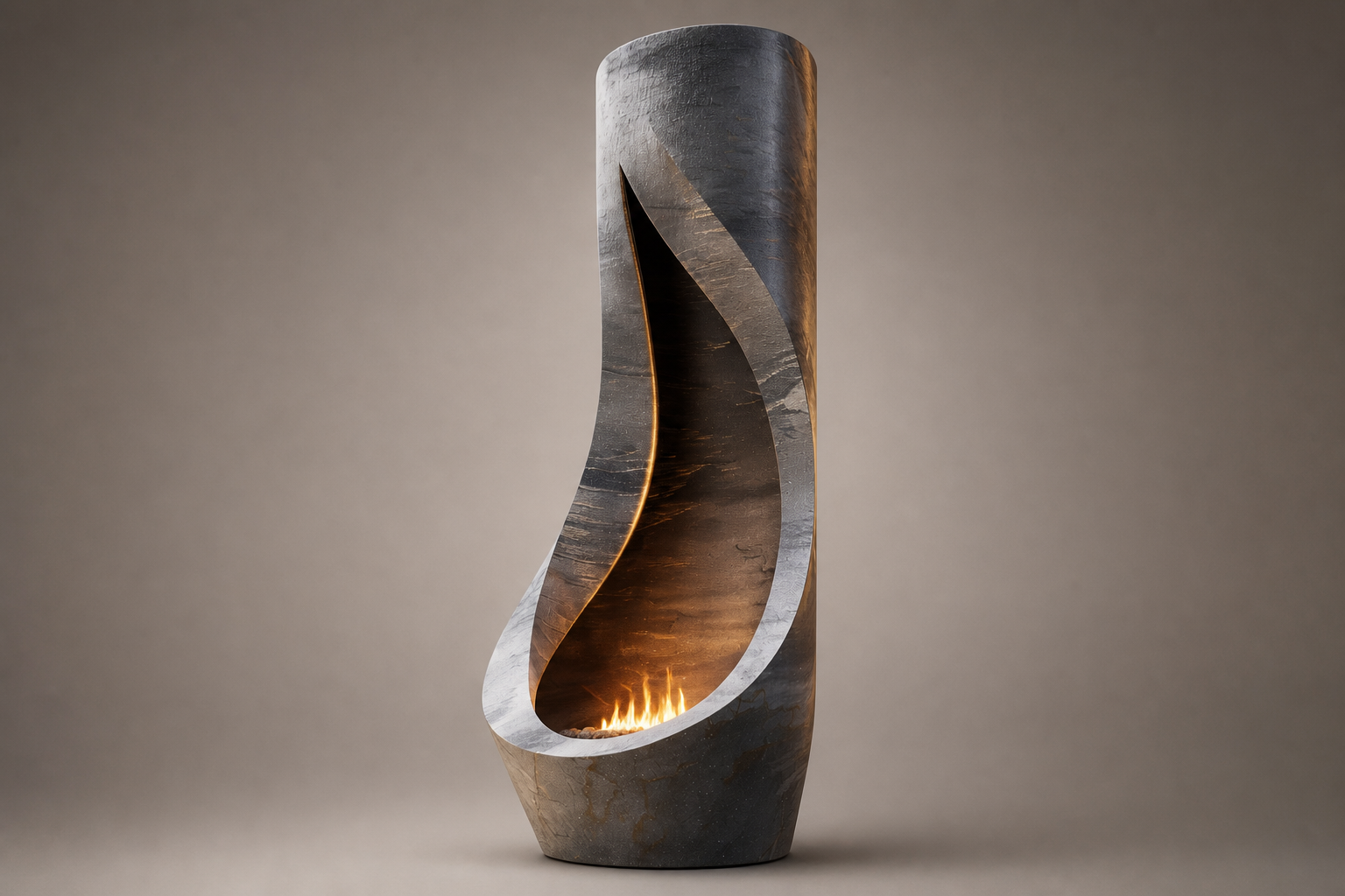 Ignara dark marble fireplace by 1-OPH side elevation