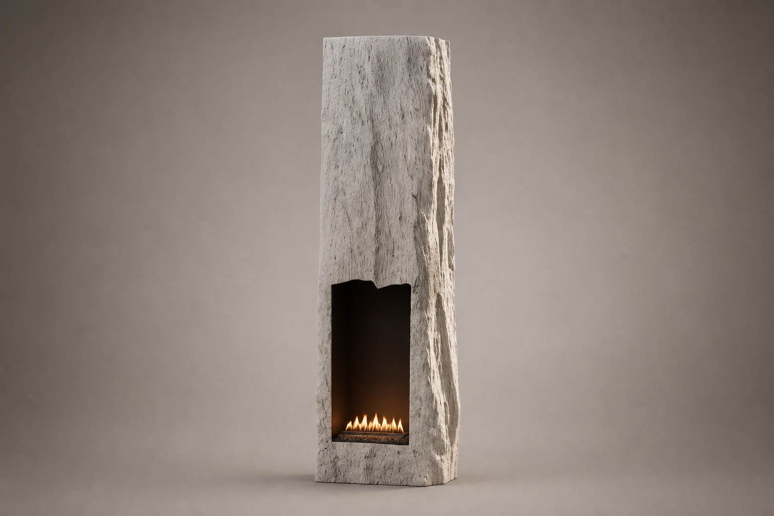 Menira white stone fireplace by 1-OPH side elevation