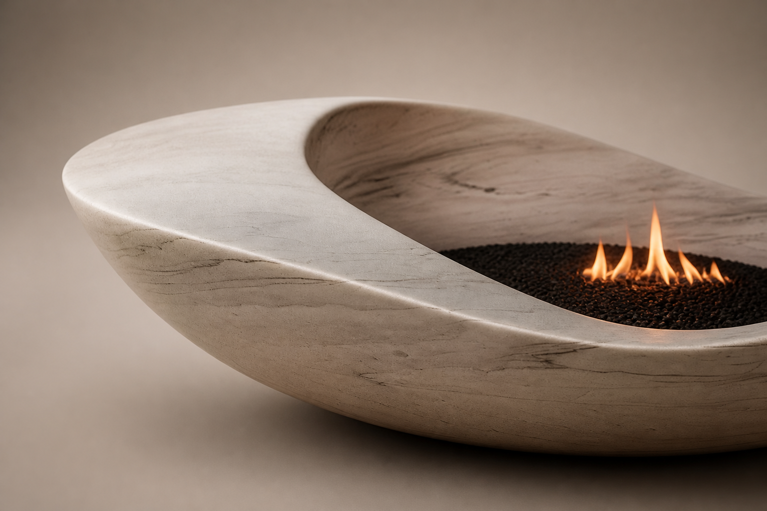 Perlata white marble fireplace by 1-OPH surface detail