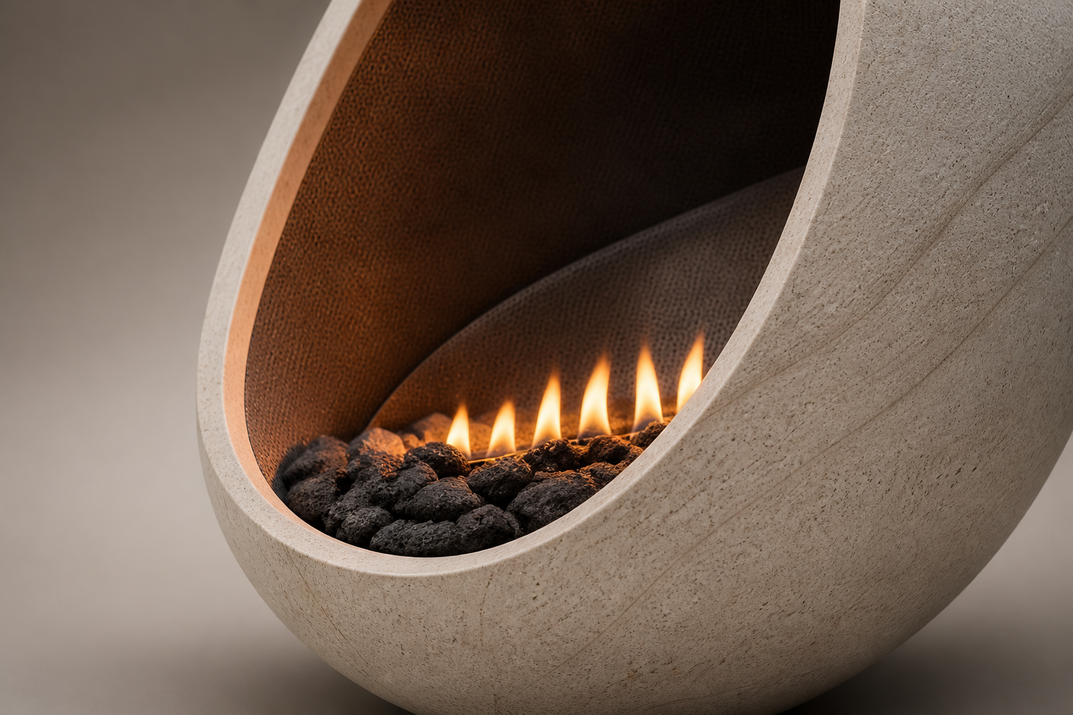 Vespera white stone fireplace by 1-OPH surface detail