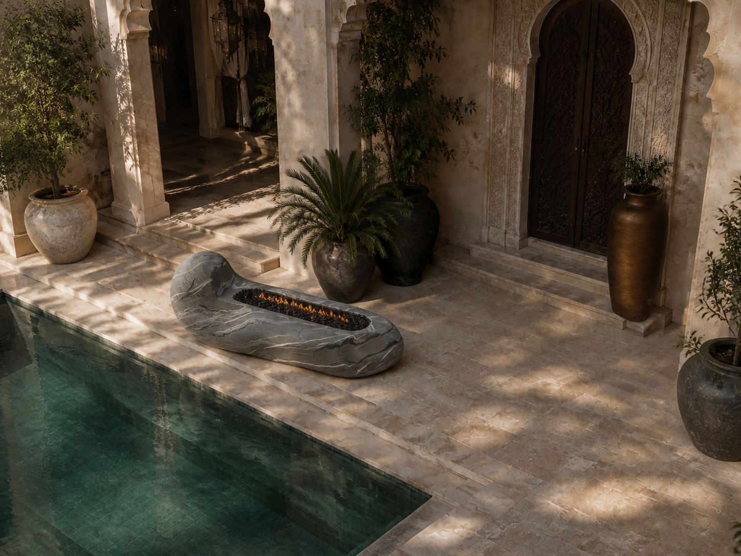 Rocara grey marble fireplace by 1-OPH seen from above
