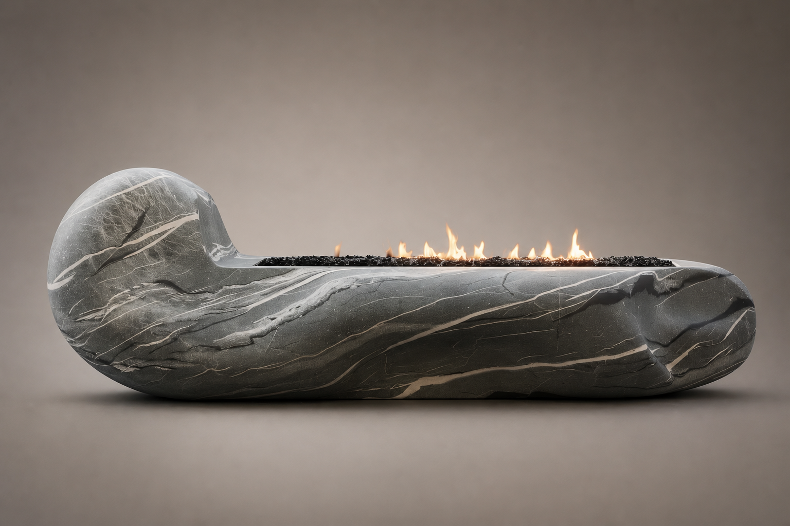 Rocara grey marble fireplace by 1-OPH side elevation