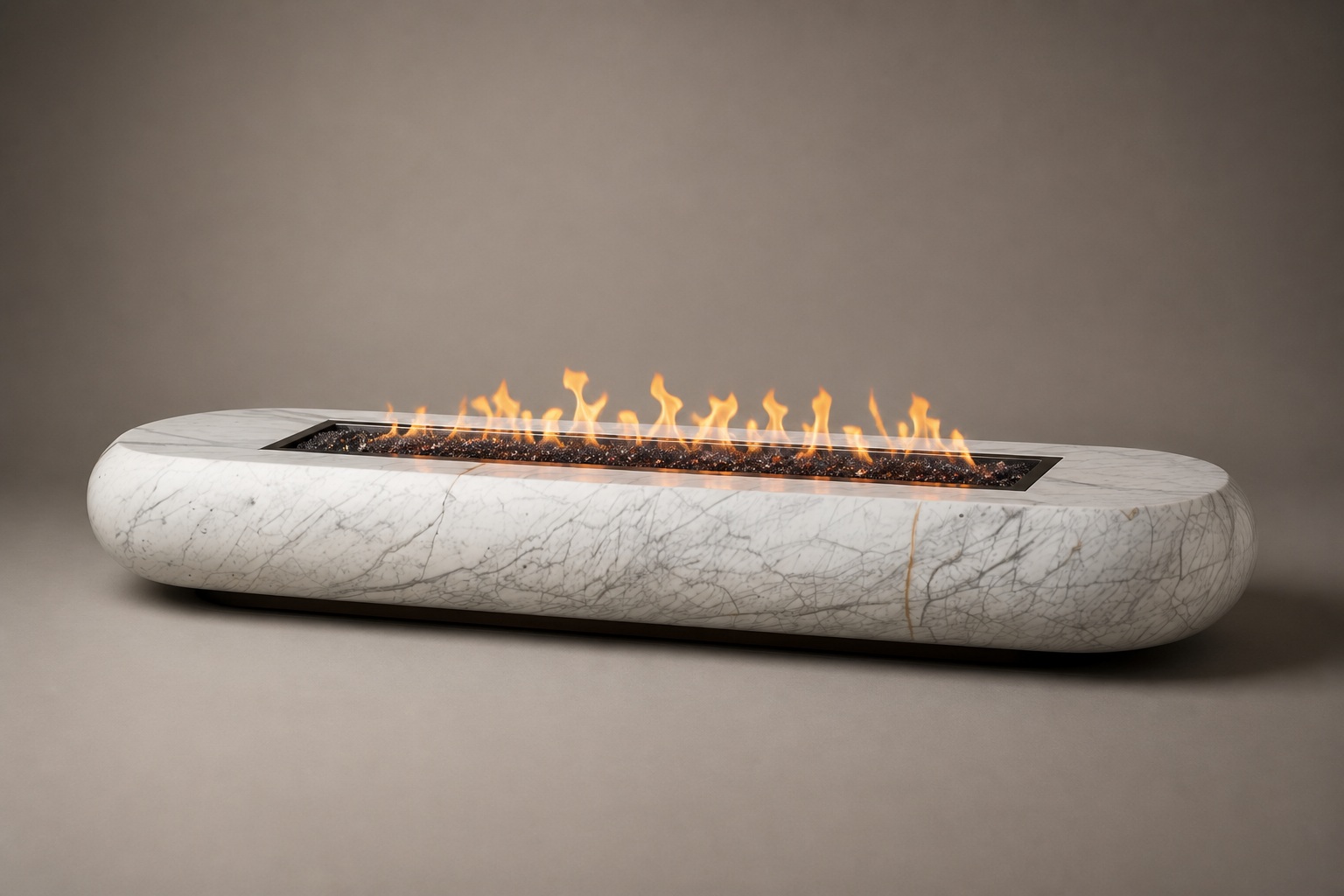 Lattea white marble fireplace by 1-OPH studio view