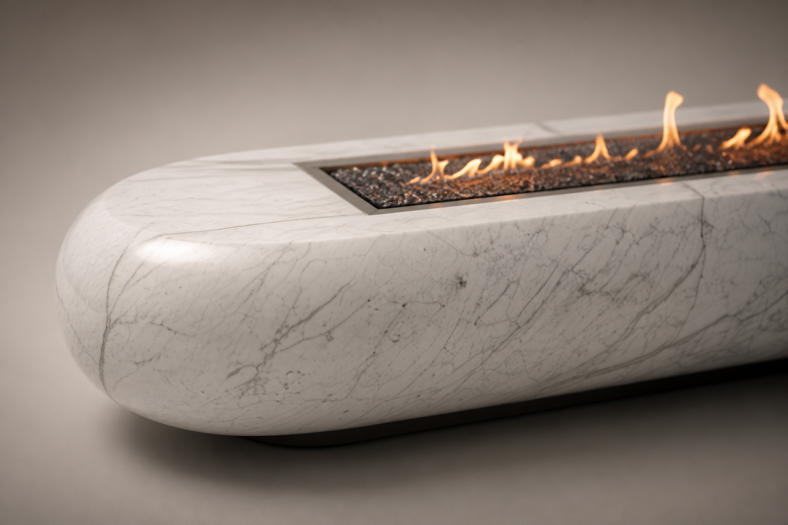 Lattea white marble fireplace by 1-OPH surface detail