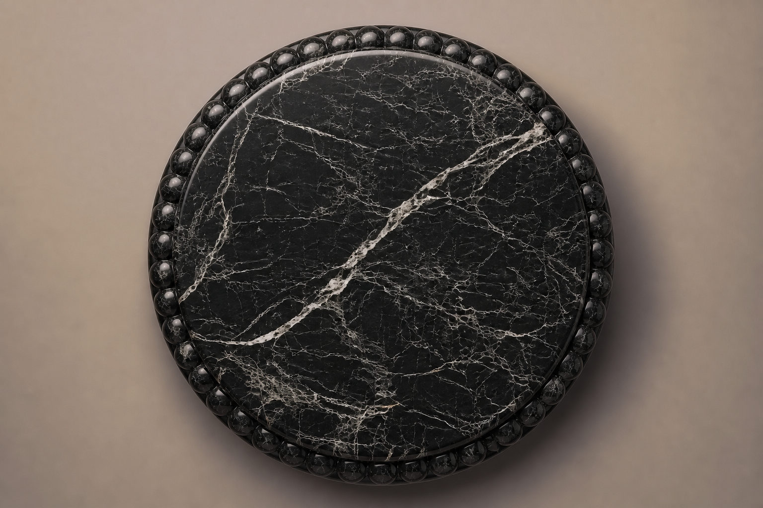 Beaded Pillow Base Wide black marble plinth base by 1-OPH, overhead view