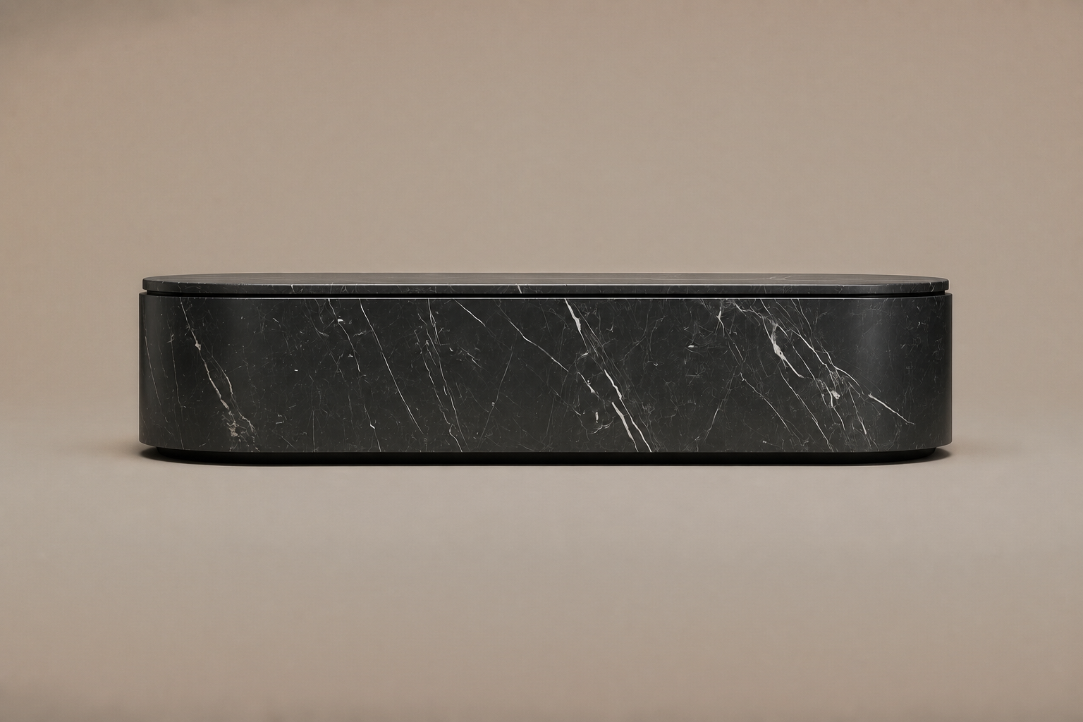 Capsule Base black marble plinth base by 1-OPH, side elevation