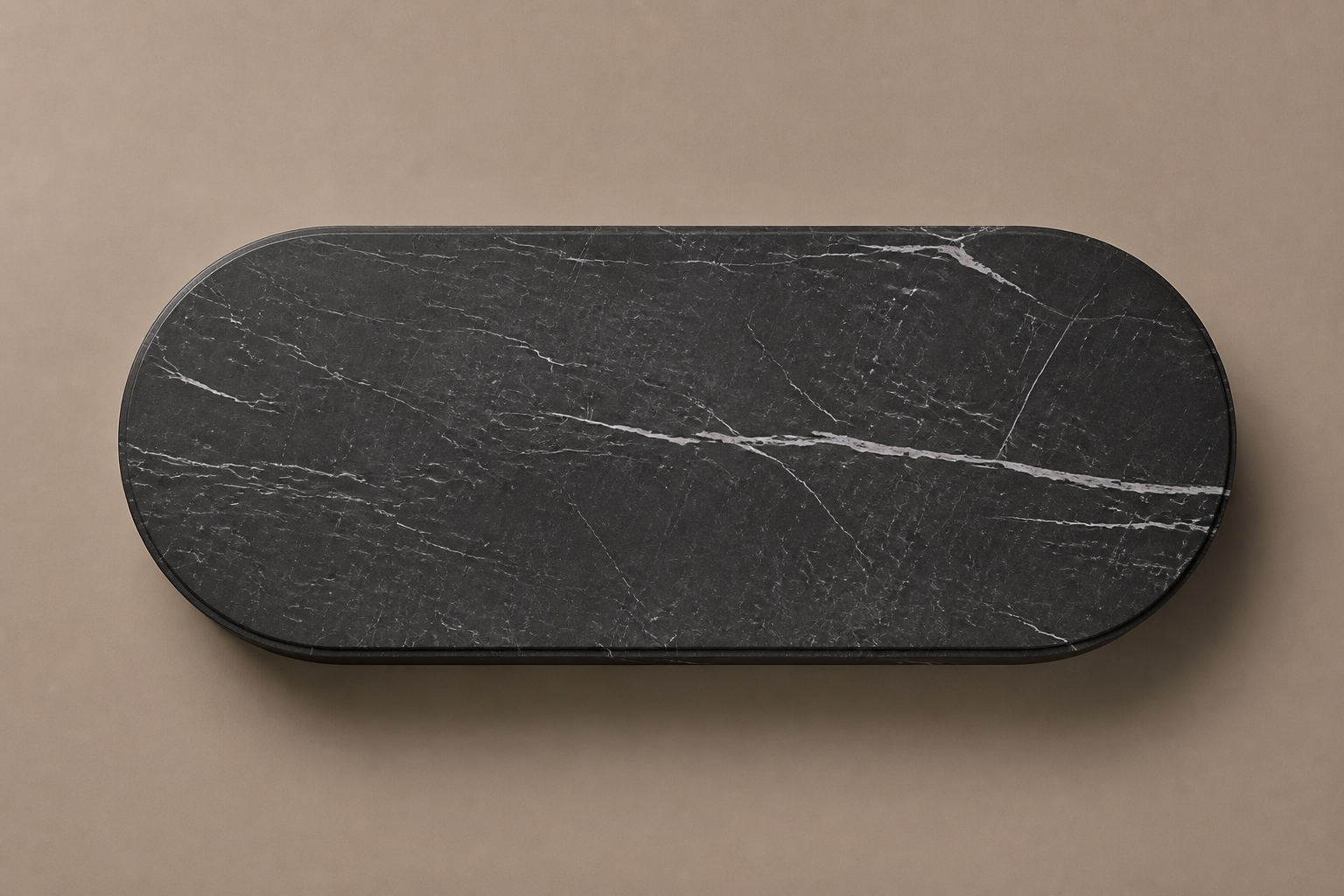Capsule Base black marble plinth base by 1-OPH, overhead view