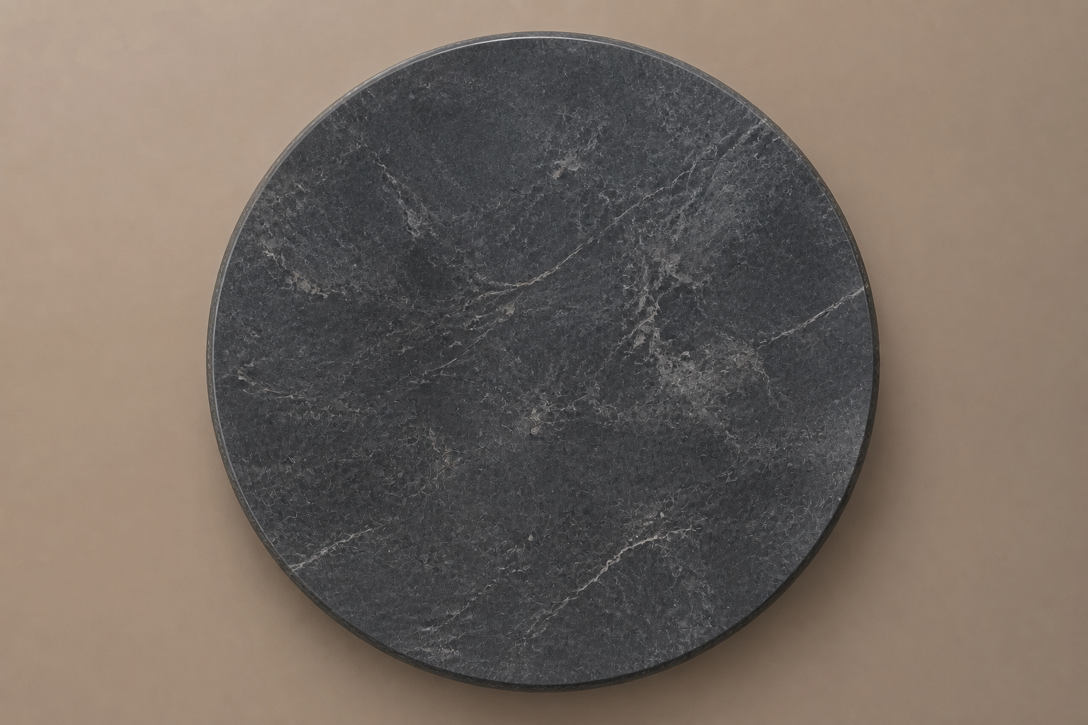 Convex Pillow Base Round black marble plinth base by 1-OPH, overhead view