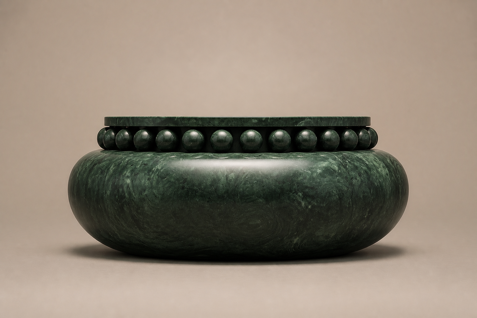 Verde Pillow Base Wide black marble plinth base by 1-OPH, side elevation