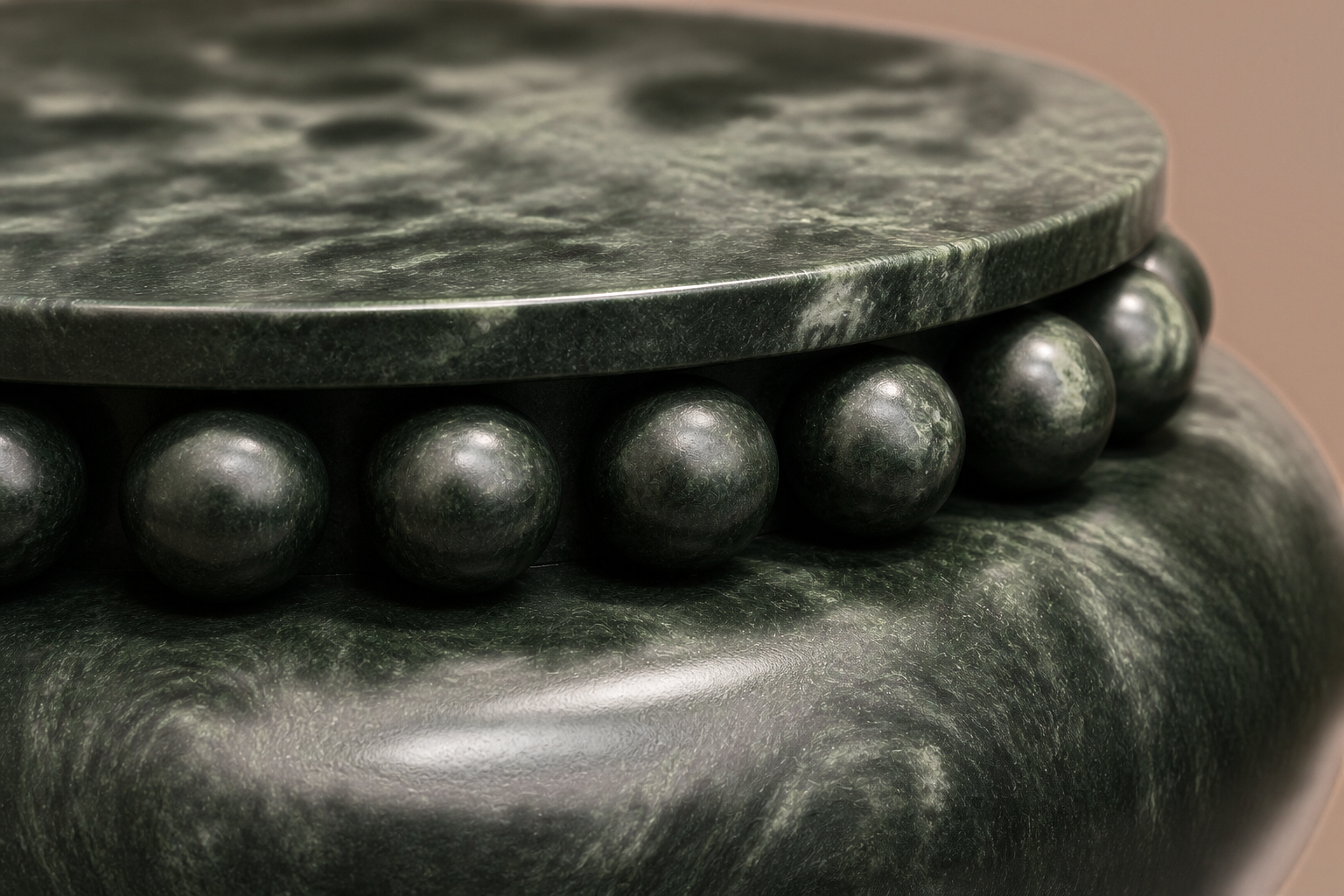Verde Pillow Base Wide black marble plinth base by 1-OPH, surface detail