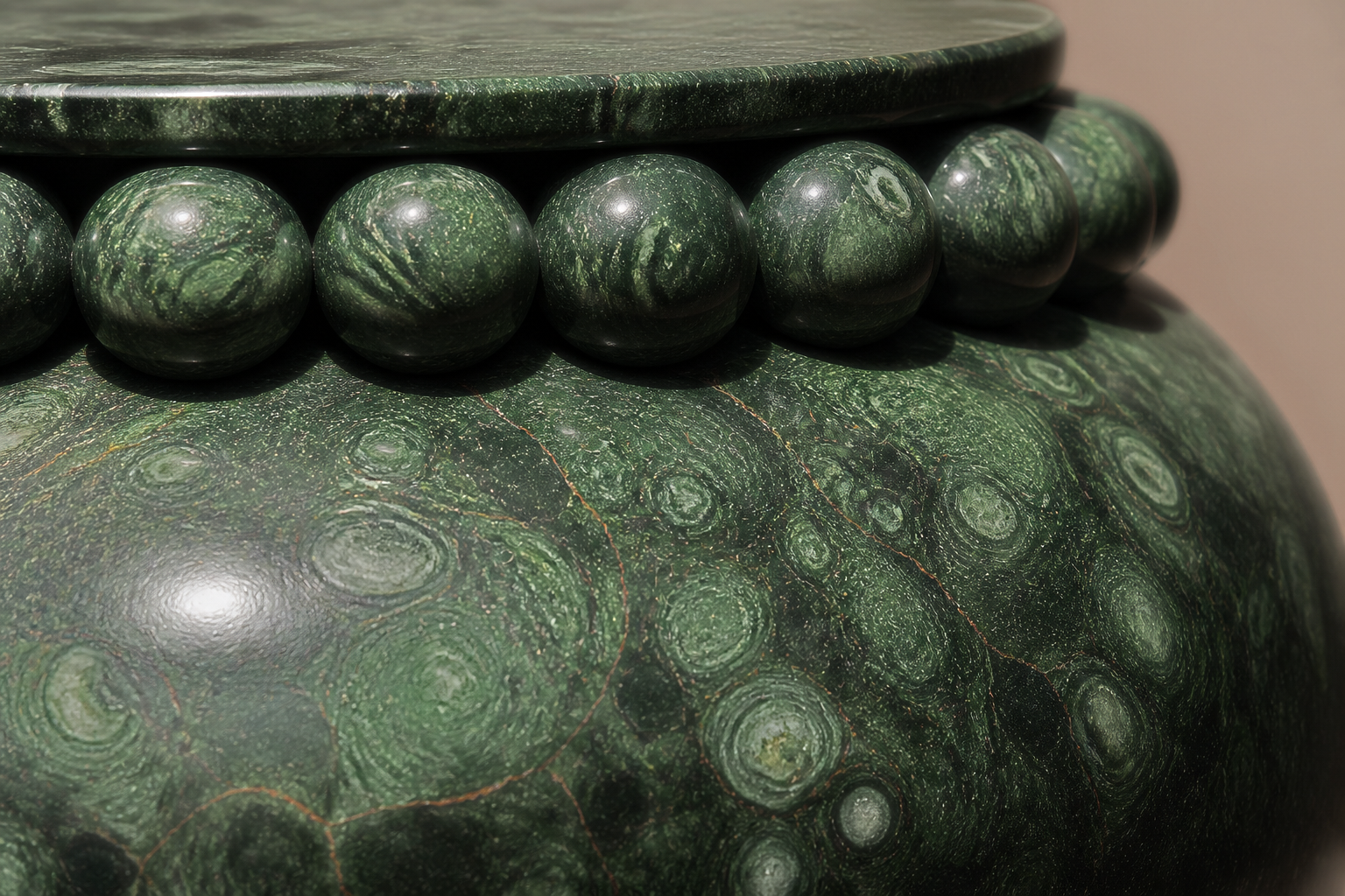 Verde Pillow Base Tall black marble plinth base by 1-OPH, surface detail