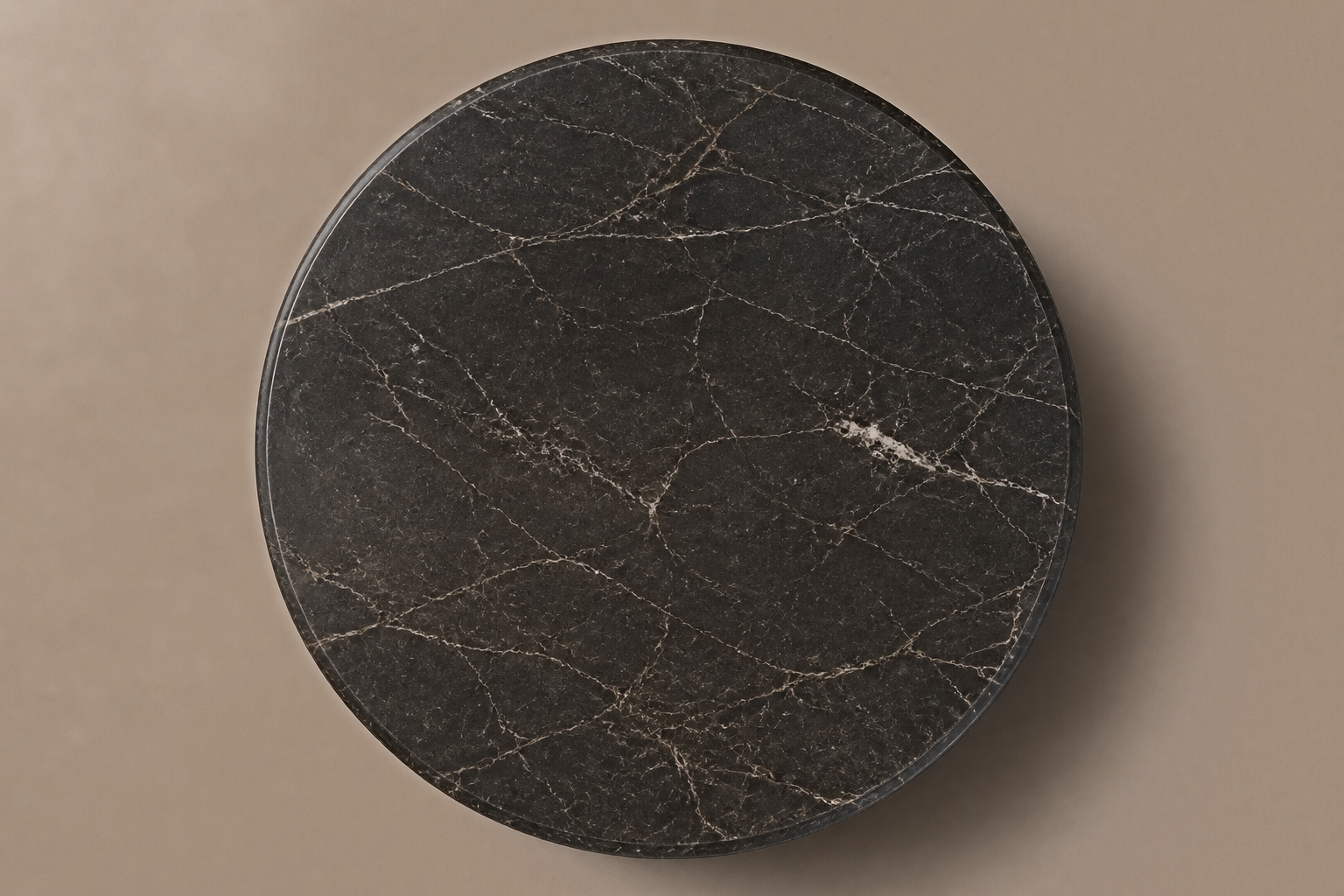 Fluted Drum Base Tall black marble plinth base by 1-OPH, overhead view