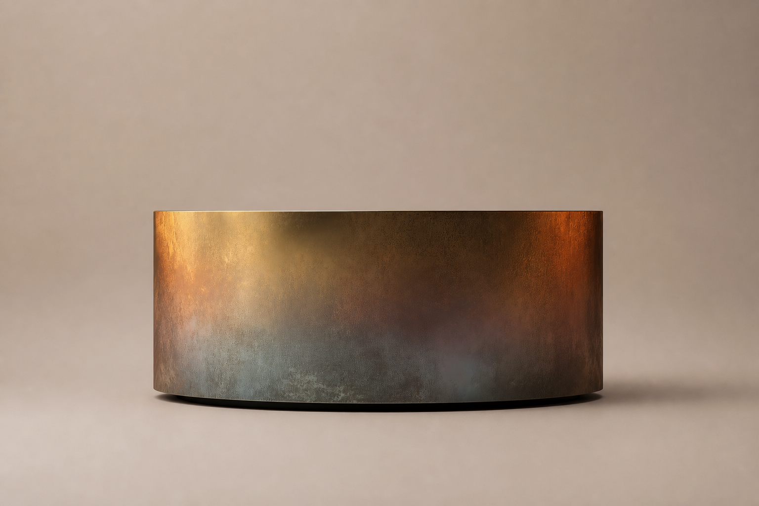 Burnt Stainless Drum Base stainless steel 316 plinth base by 1-OPH, side elevation