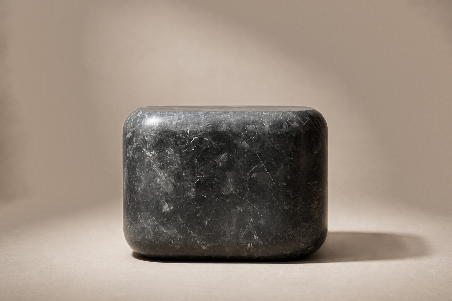 Rounded Cube Base Cube black marble plinth base by 1-OPH, surface detail