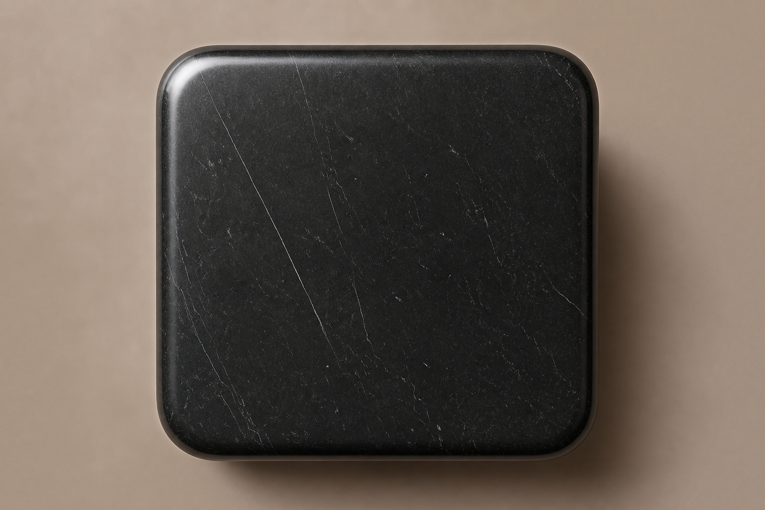Rounded Cube Base Tall black marble plinth base by 1-OPH, overhead view