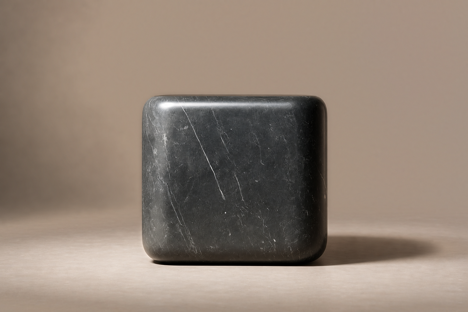 Rounded Cube Base Tall black marble plinth base by 1-OPH, surface detail
