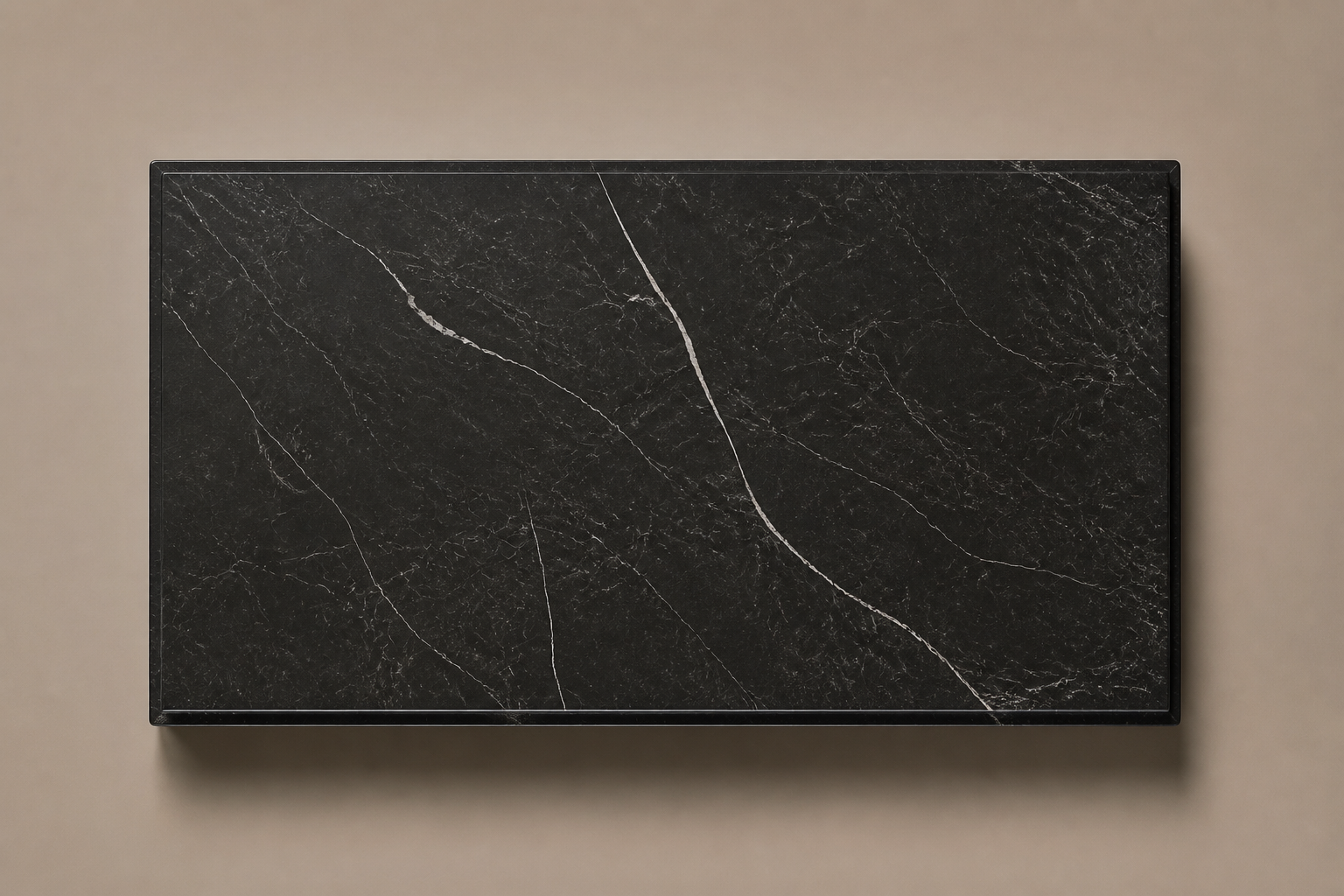 Rounded Miter Base Slim black marble plinth base by 1-OPH, overhead view