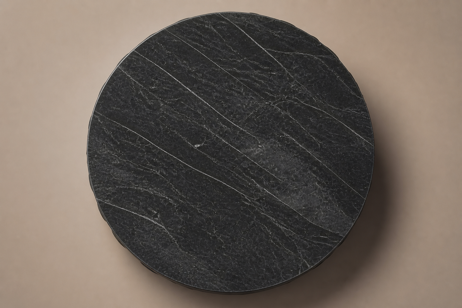 Woven Circular Base black marble plinth base by 1-OPH, overhead view