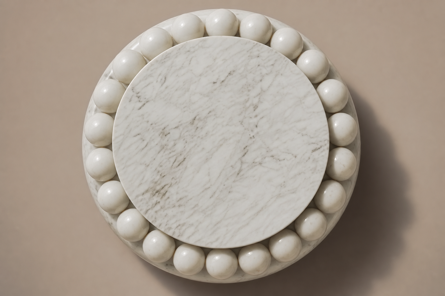 Carrara Beaded Pillow Base black marble plinth base by 1-OPH, overhead view