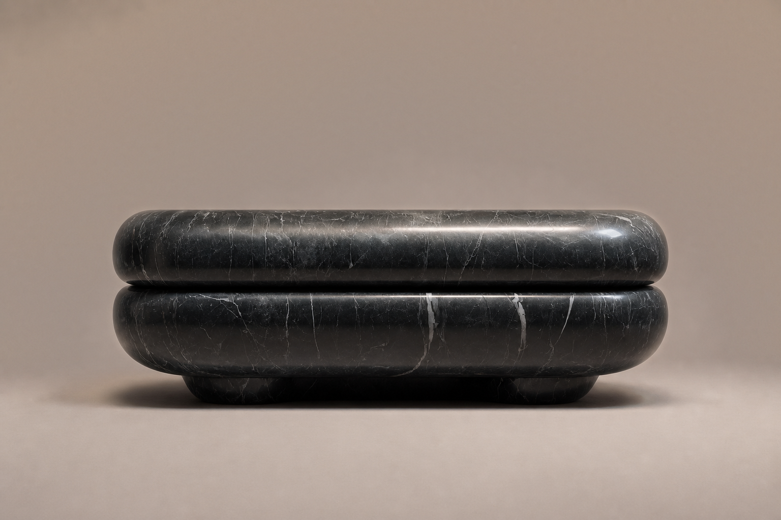 Balloon Base black marble plinth base by 1-OPH, side elevation