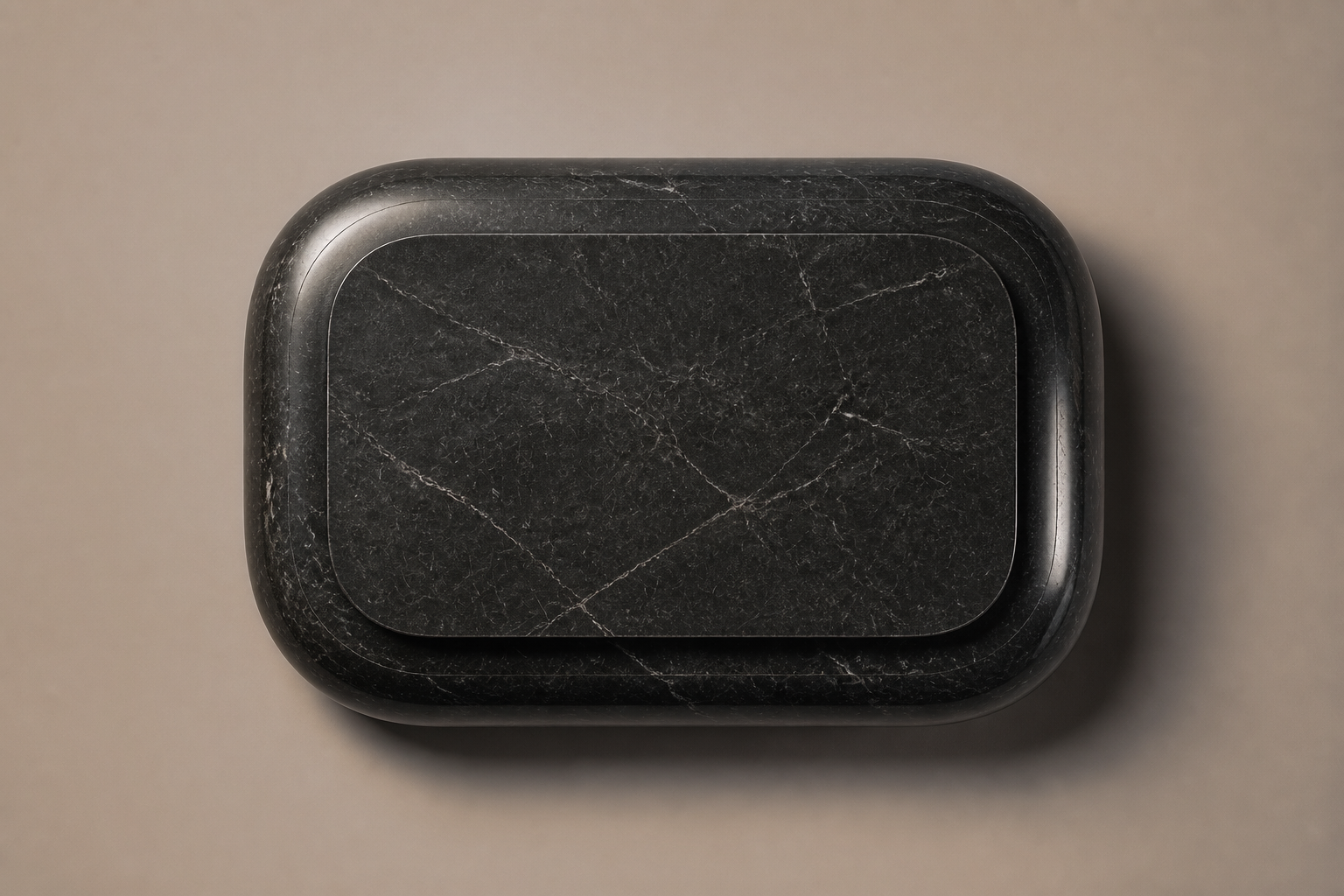 Balloon Base black marble plinth base by 1-OPH, overhead view
