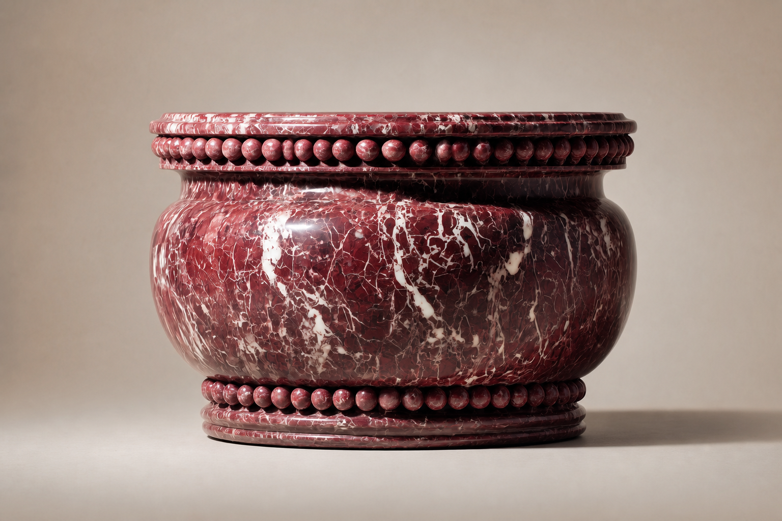 Rosso Levanto Beaded Base rosso levanto marble plinth base by 1-OPH, side elevation