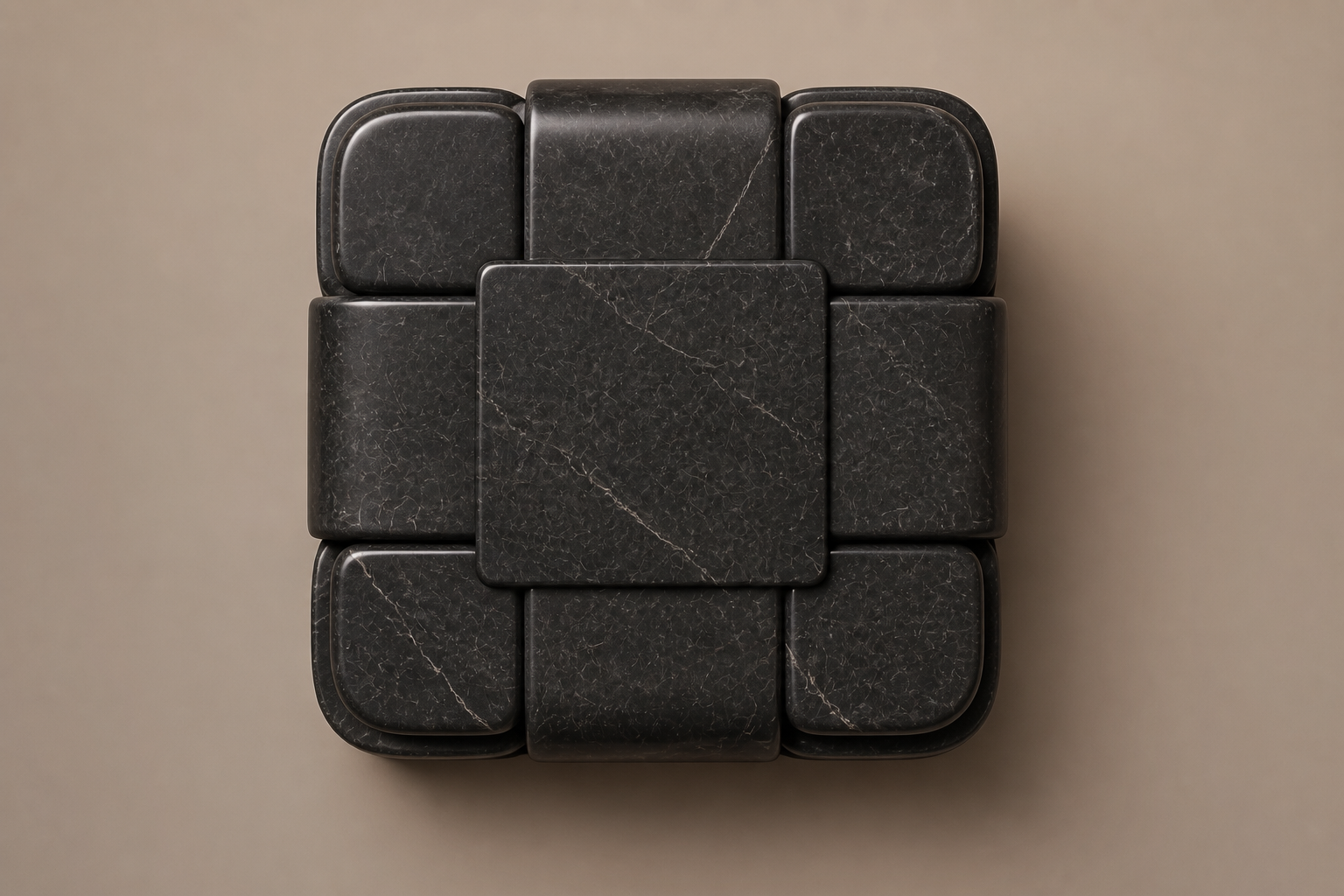 Woven Parcel Base black marble plinth base by 1-OPH, overhead view