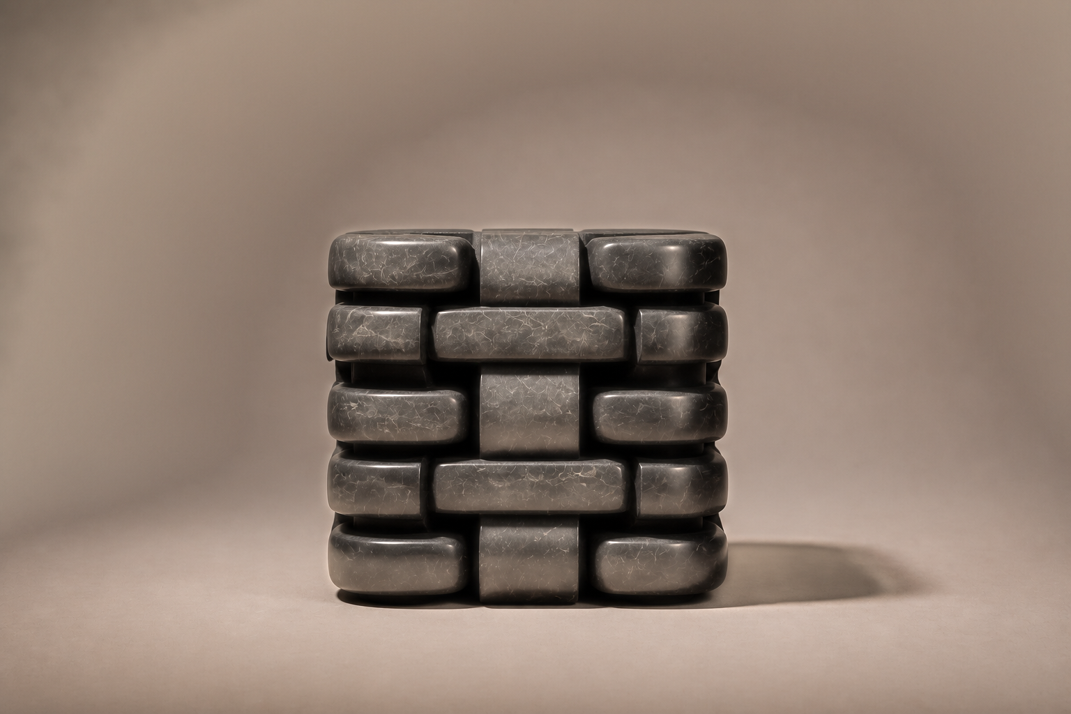 Woven Parcel Base black marble plinth base by 1-OPH, surface detail