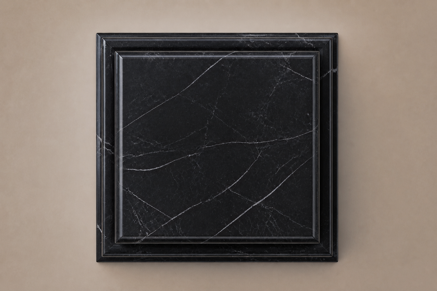 Stepped Plinth Base black marble plinth base by 1-OPH, overhead view
