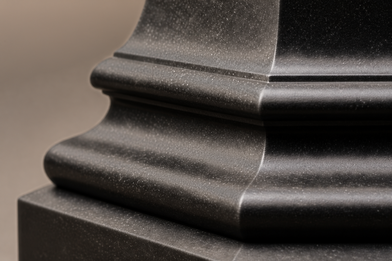 Tapered Pedestal Base Octagonal black granite plinth base by 1-OPH, surface detail