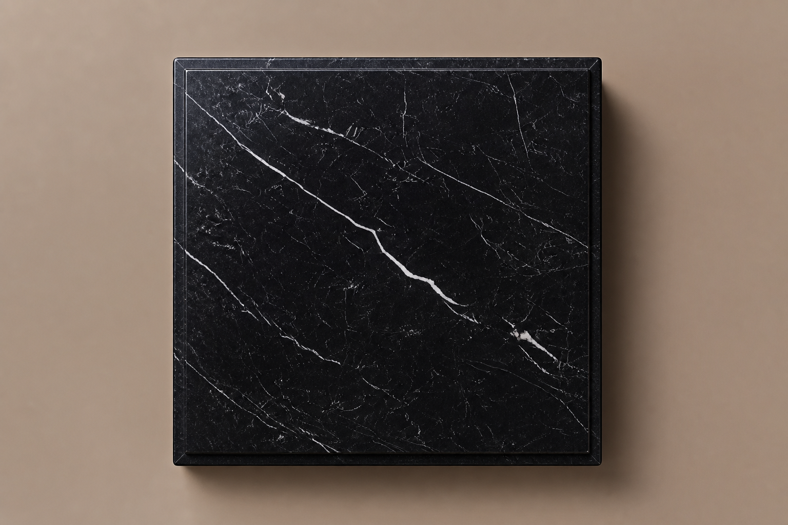 Beveled Monolith Base Block black marble plinth base by 1-OPH, overhead view