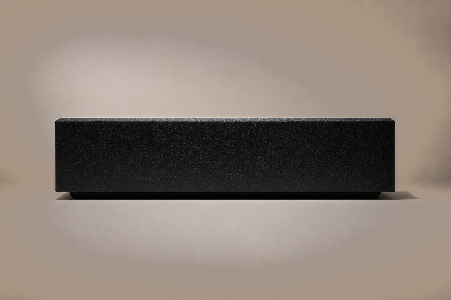 Chamfered Block Base Wide black marble plinth base by 1-OPH, side elevation