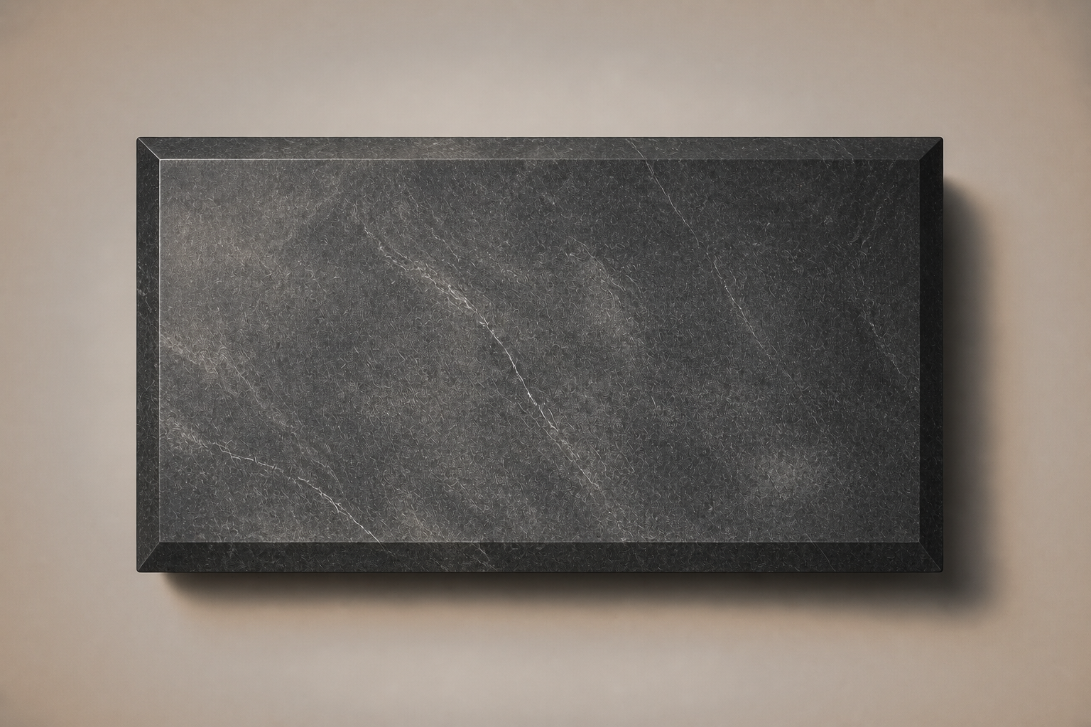 Chamfered Block Base Long black marble plinth base by 1-OPH, overhead view